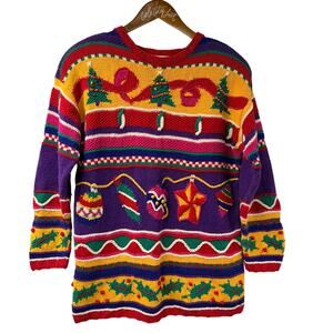 Not So Ugly Christmas Sweater Colorful HandKnit Talbots S Ornaments Southwestern